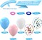 Pink Blue White Balloons,60 Pcs 12 inch Pink Blue and White Pastel Gold Blue Confetti Latex Balloons with 2rolls 33ft Ribbon For Birthday Baby Shower Gender Reveal Party Supplies and Decorations